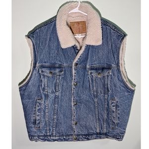 Faux Shearling Denim Vest